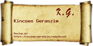 Kincses Geraszim névjegykártya